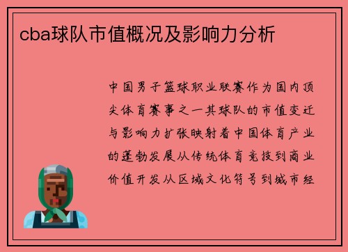 cba球队市值概况及影响力分析